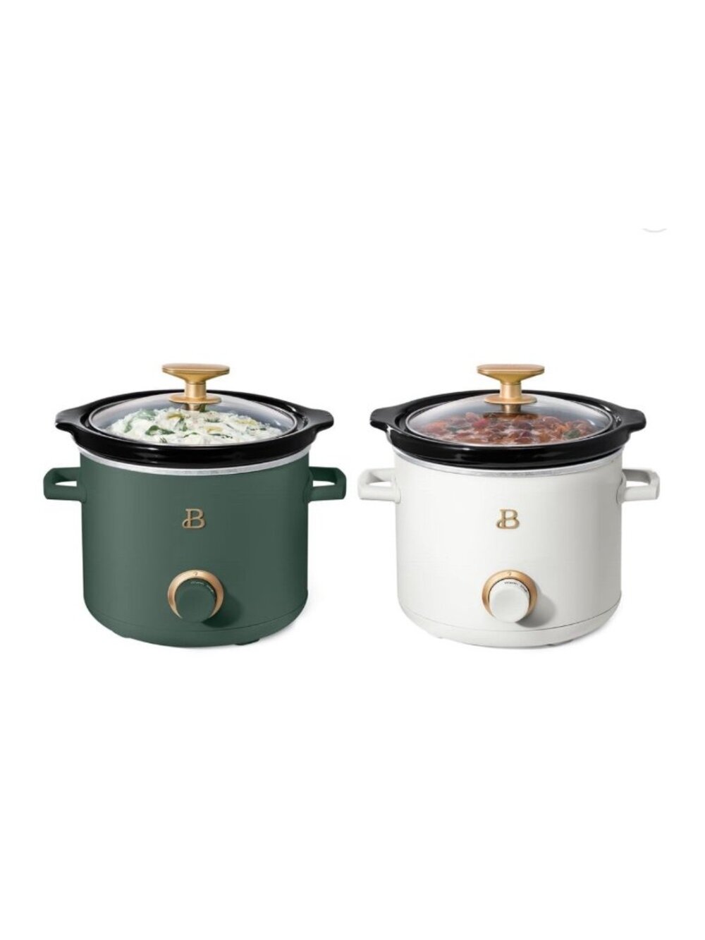Beautiful 2-Pack 2qt Slow Cooker, Thyme Green, White Icing by Drew Barrymore